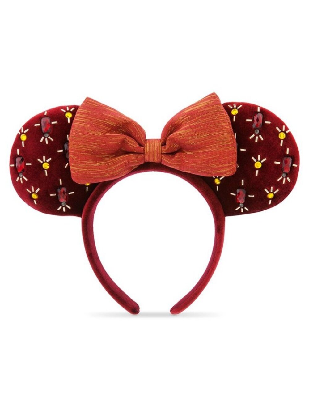 Disney Parks Holiday Cranberry Jeweled Christmas Minnie Mouse Ear Headband